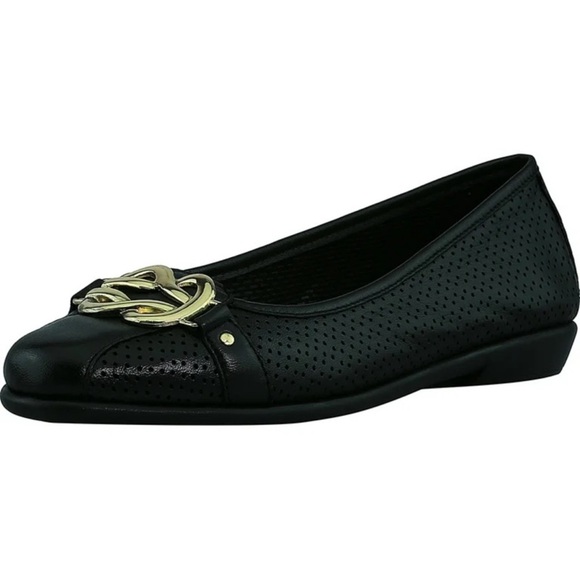 Black Ballet Flat Aerosoles High Bet Cushion Insole Dressy Career Comfort Size 9 - Picture 1 of 16